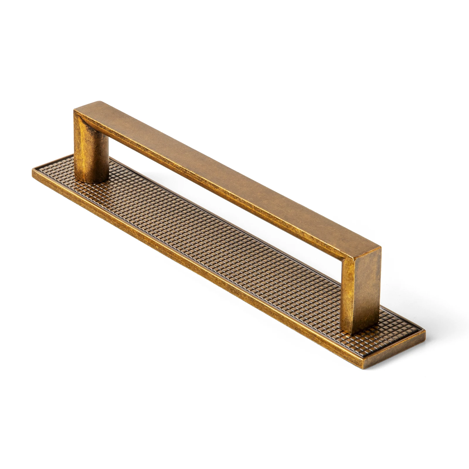 Goo-Ki 2 Pack Retro Zinc Alloy Cabinet Pull with Anti-Slip Grid Shim Backplate-5''(128mm) Hole Centers Antique Brass Drawer Handles