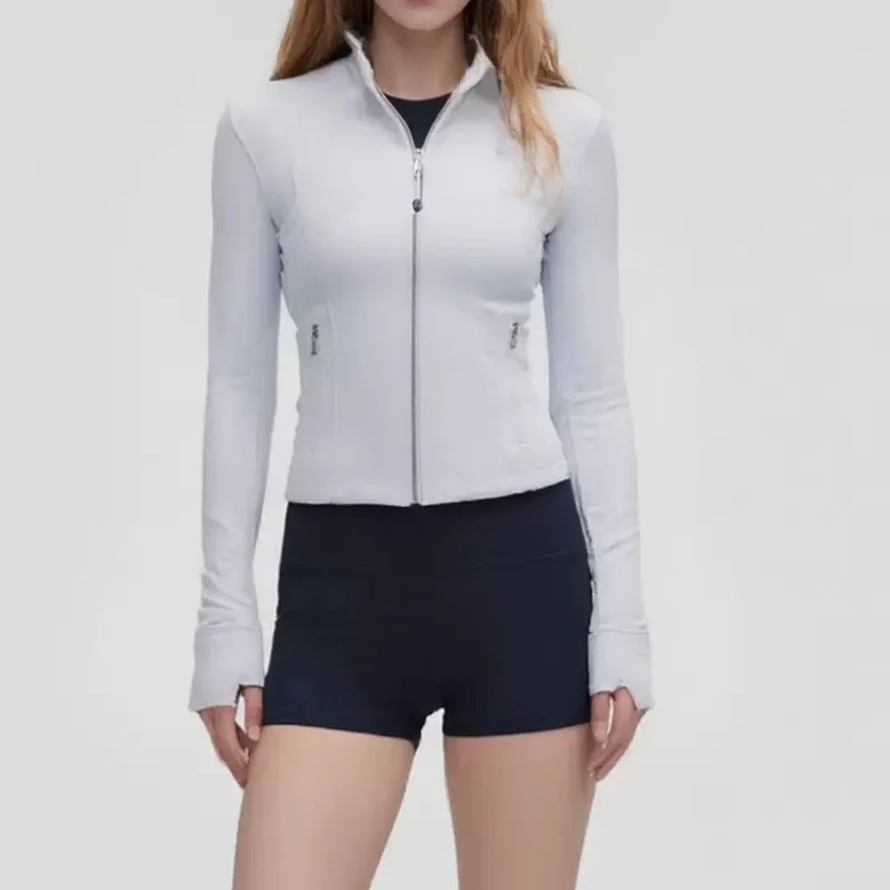 

Women's short yoga suit stand collar cardigan thin skin-friendly fitness jogging outdoor sports light luxury jacket