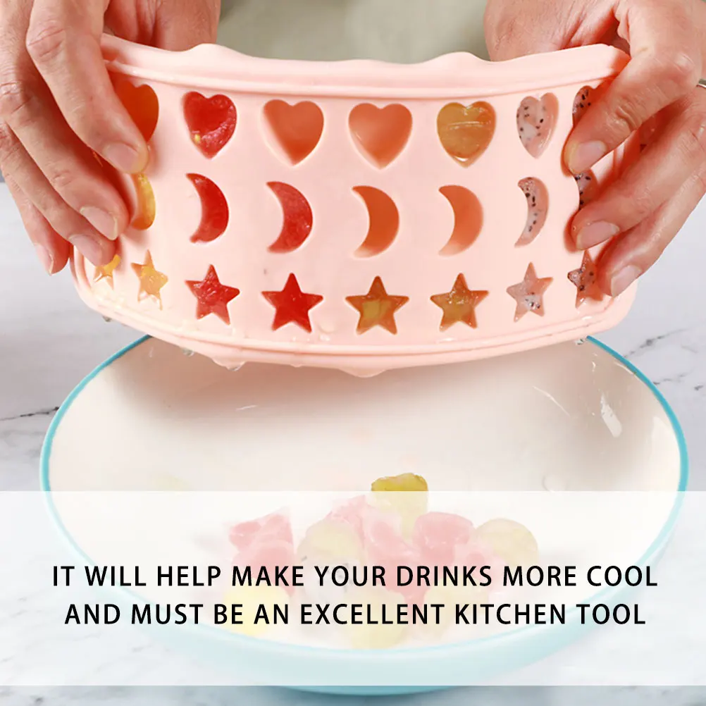 

Food Silicone Mold Star Moon Heart Shape Flexible Bottom Easy Demould Lid Covered Ice Making Box For Treats