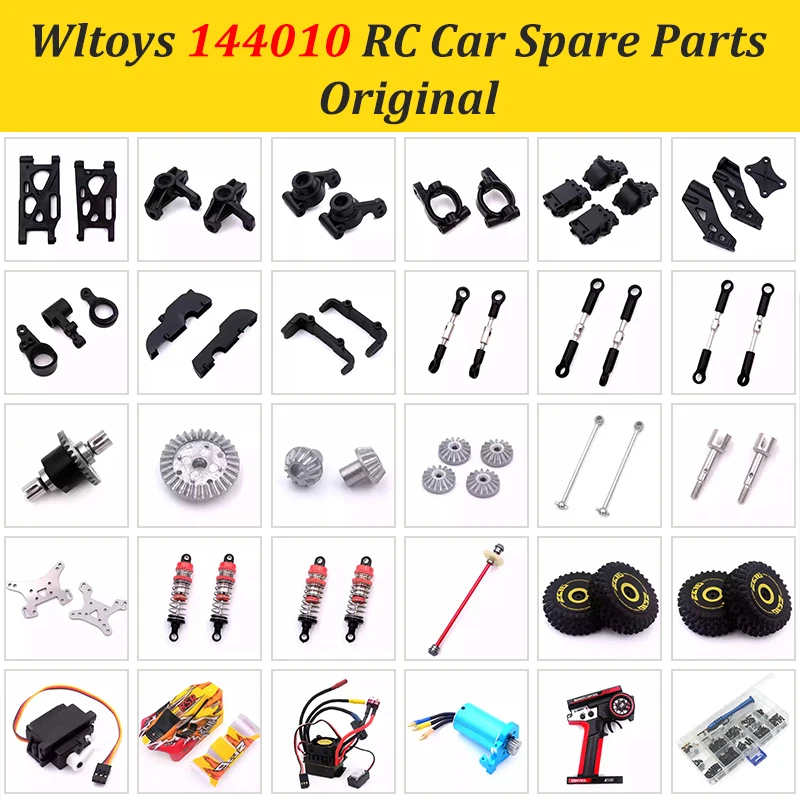 Wltoys-Pièces de rechange pour voiture RC, bras oscillant ESC C, siège C, boîte d'onde ou.com, kit d'amortisseurs, 144010, 1/14 d'origine