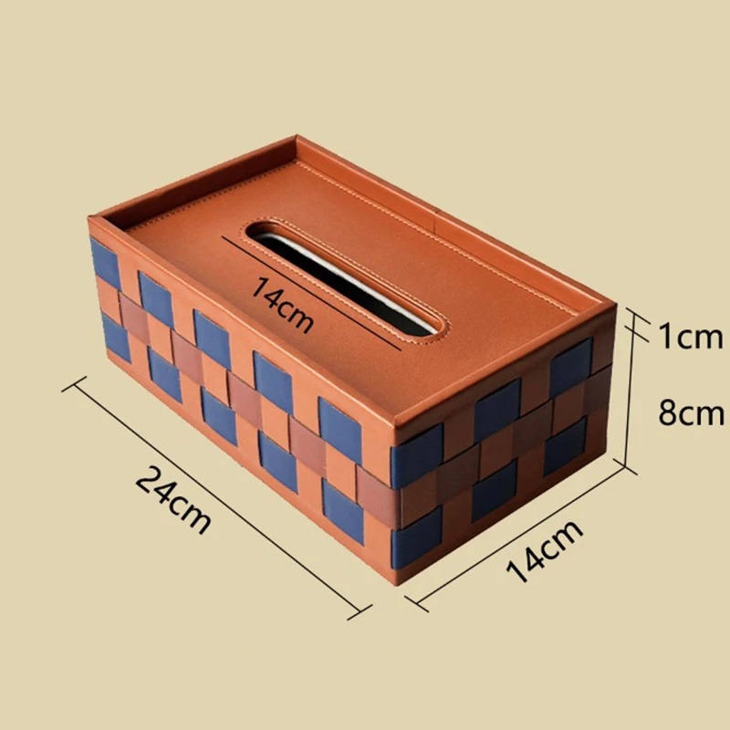Luxury Tissue Boxes Checkerboard Grid Napkin Holder Modern Tissue Case Design Storage Boxes Table Decoration Home Accessories