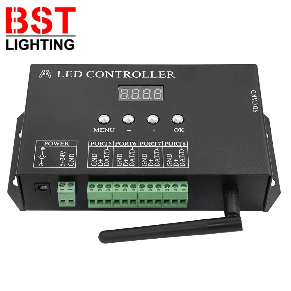 H807SA H807SB Artnet/DMX To SPI LED Pixel Controller With SD Card 8/4Port For WS2811 WS2812B WS2815 APA102 Led Strip Light