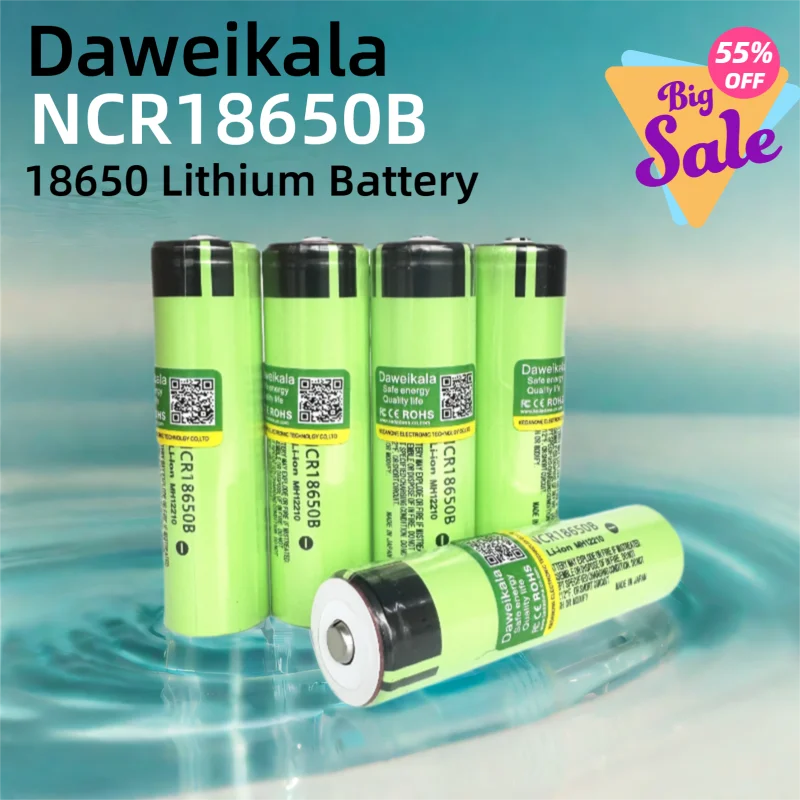 NCR18650B 3.7V 3400mAh 18650 Lithium Battery - 20A Discharge Rechargeable for Flashlight Torch Lighting