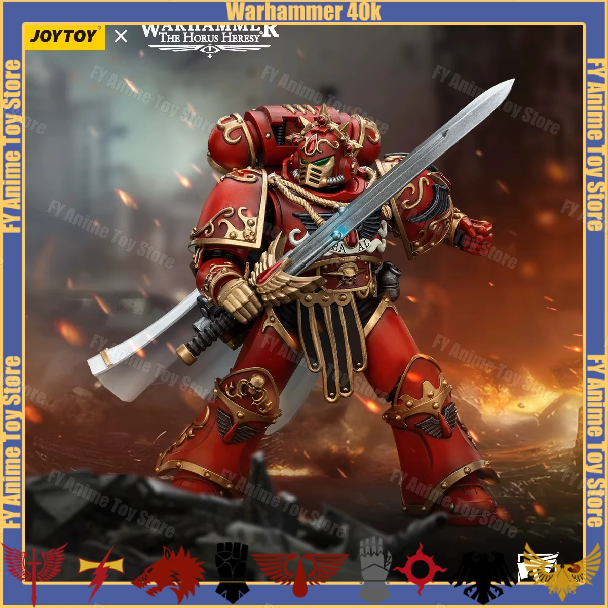 JOYTOY Warhammer 40K Horus Heresy 1/18 ตัวเลขการกระทําอะนิเมะ 12.4 ซม.Blood Angels Legion Praetorพร้อมใบมีดพารากอนของเล่น