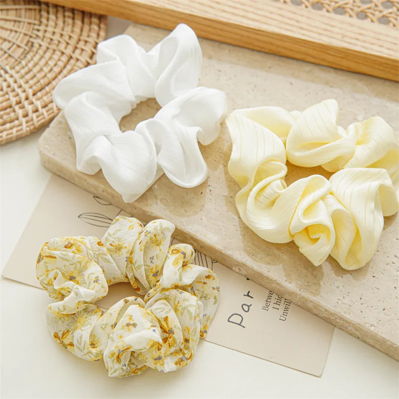 Scrunch Elastic Hair Ties Flowers Ponytail Holders Vintage Elegant Hair Accessories Scrunchies For Women