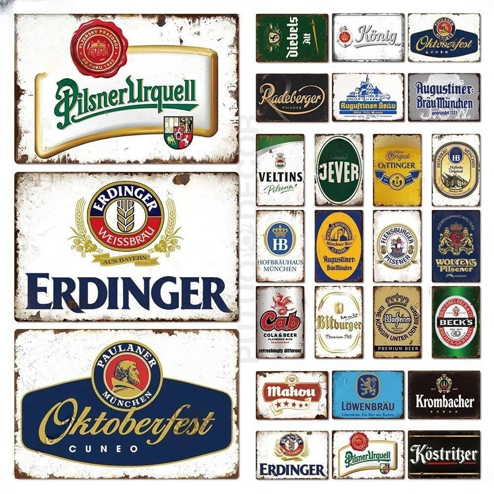 Germany Beer Brand Metal Sign Plaque Metal Vintage Tin Sign for Bar Pub Man Cave Kitchen Club Bar Wall Home Decor