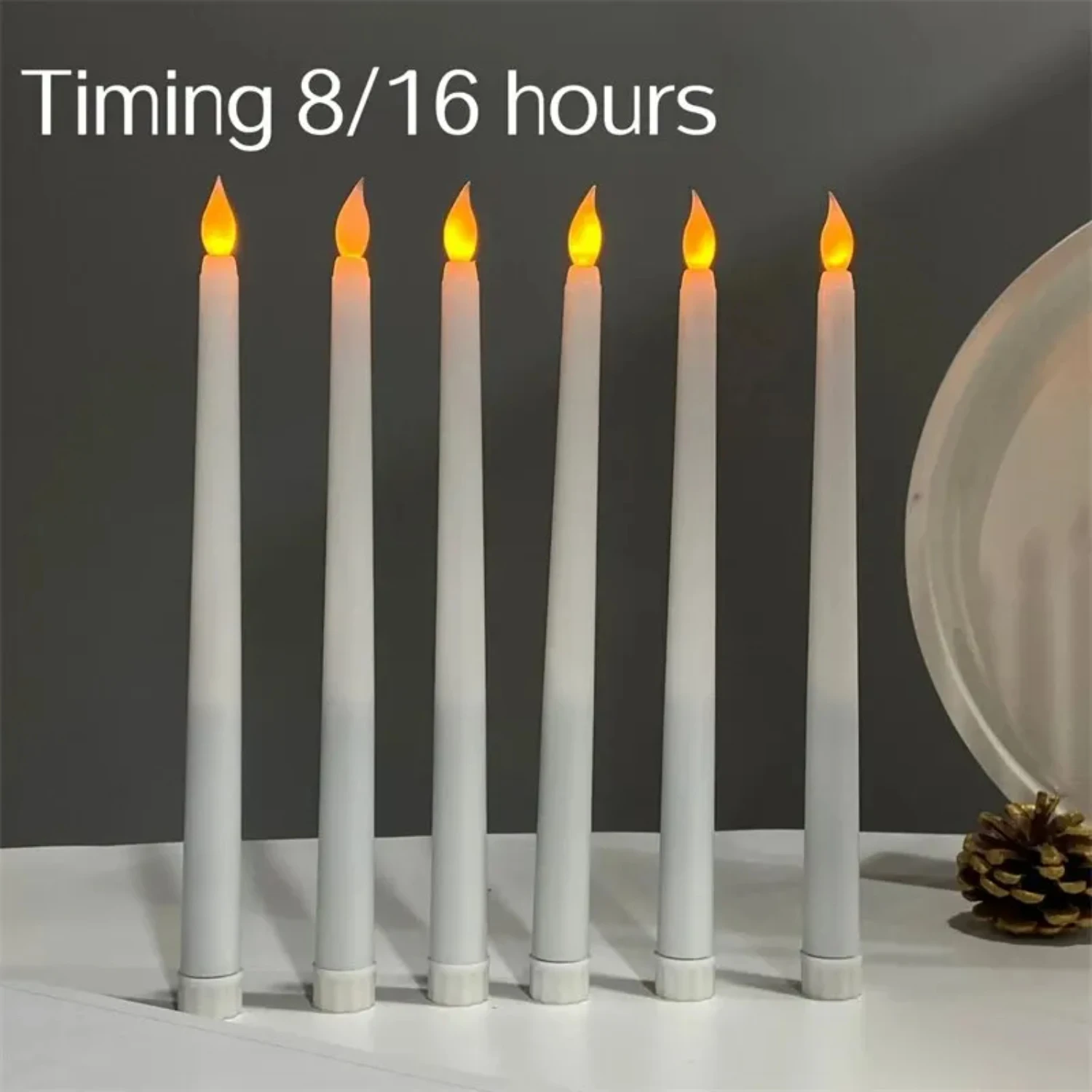 LED Flameless Flickering Taper Candles 3D Wick Candles Lamp with Remote Control Tea Lights Wedding  Decor Battery Operated