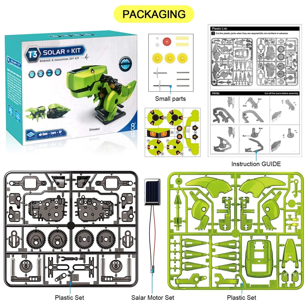 

New 3 in 1 Solar Dinosaurs Robot Kit STEM Projects DIY Science Robot Dinosaur Dinosaur Solar Energy for Boys Girls