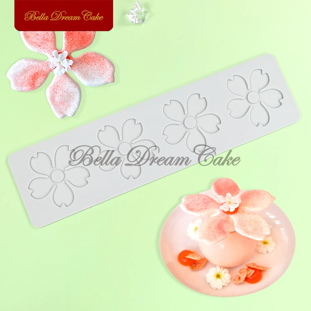 3D Cherry Blossoms Design Tuille Silicone Lace Mat DIY Sugar Chocolate Mold Isomalt Baking Mold Cake Decorating Tools Bakeware