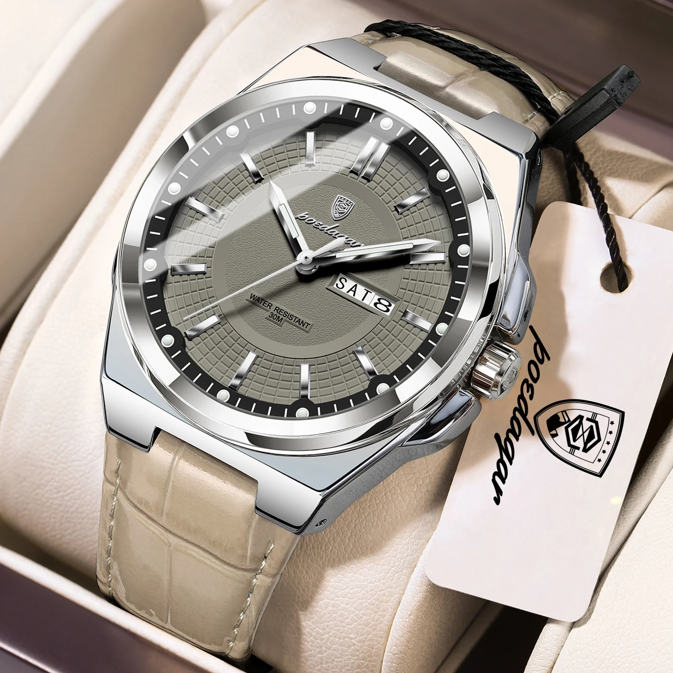 POEDAGAR Men's Waterproof Luminous Quartz Watch