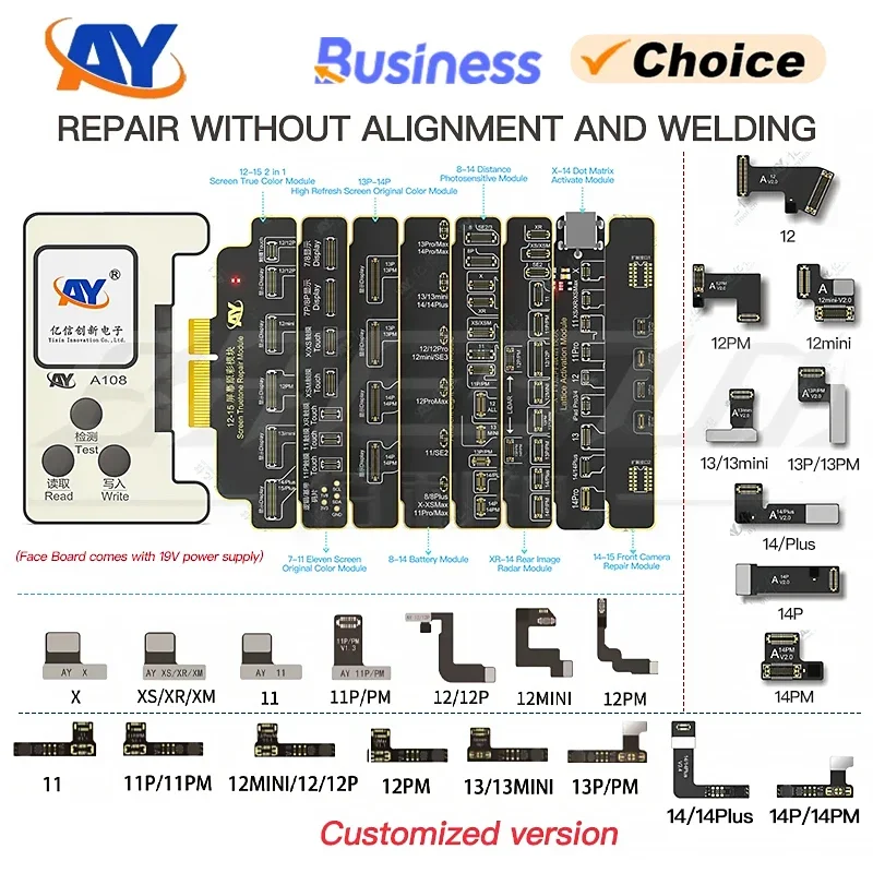 AY A108 Dot Matrix Projector Programmer Repair Cable For iPhone X-15Pro Max Face ID Repair Battery Data Read Write Repair Flex