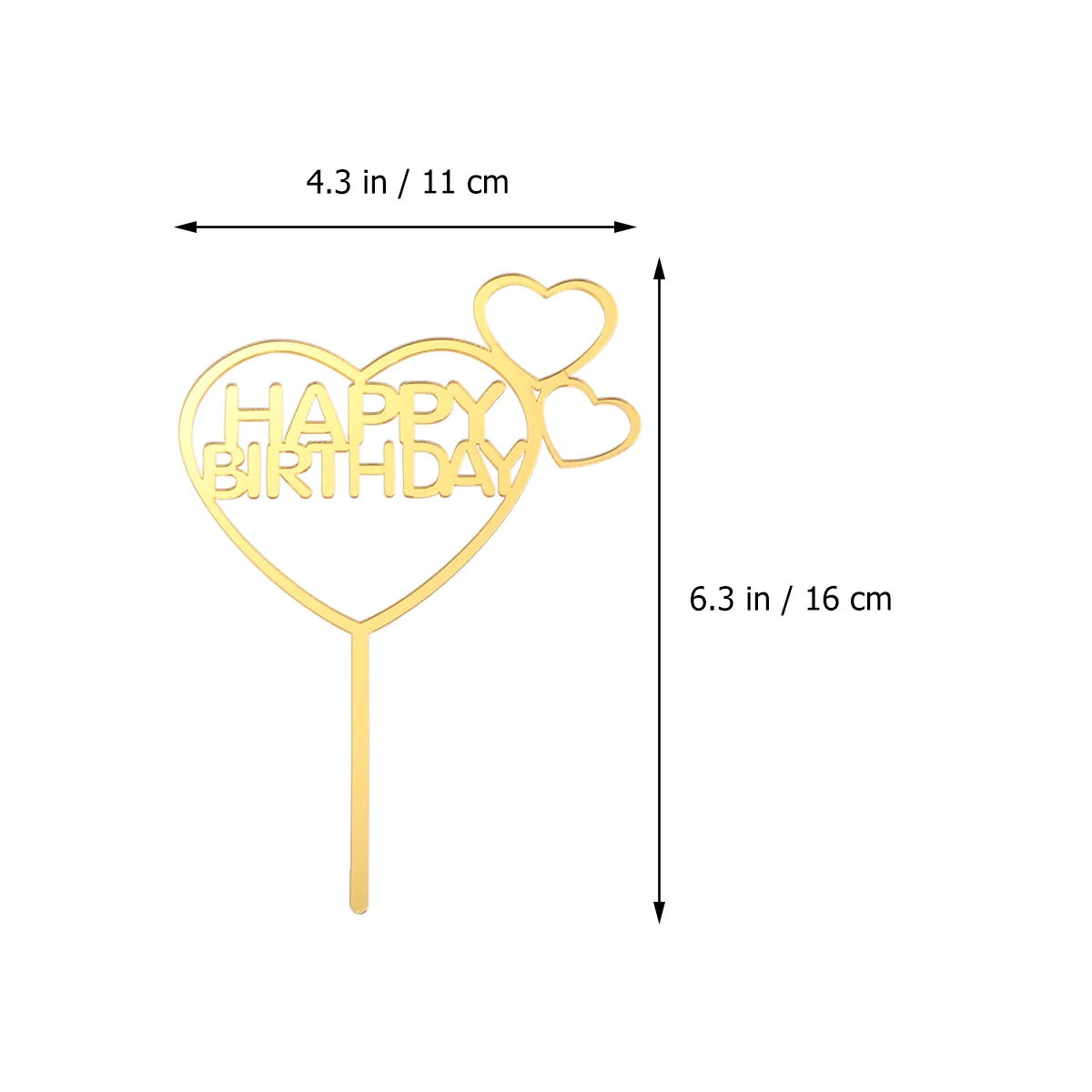

Peach Heart Mirror Cake Topper Picks Decorative Supplies Insert for Birthday Wedding Party Fruit Dessert Table
