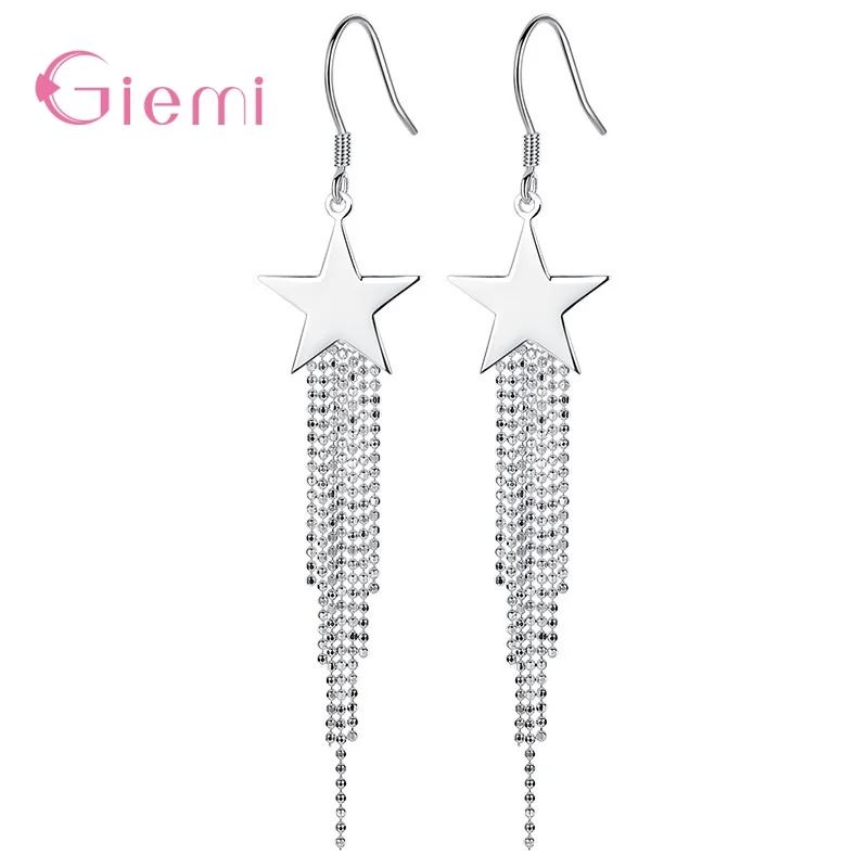 

Retro 925 Sterling Silver Star Statement Drop Earrings For Women Girls Fashion Jewelry Wholesale
