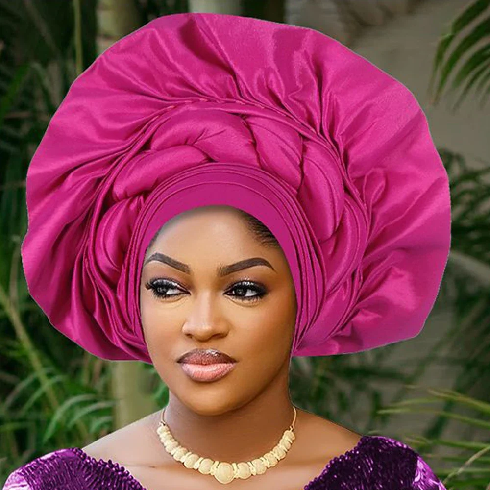 

2025 африканский женский тюрбан, женский головной убор с автогелем, Нигерия, веер, гелевые повязки на голову для свадебной вечеринки, головной убор, тюрбан, капот, хиджаб