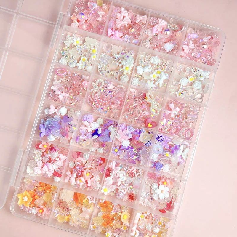 1 pudełko dopamina kolorowe kwiaty niedźwiedzie zawieszki do paznokci Cartoon śliczne jagnięce małpa zwierzęta symulowane pączek cukierki ozdoby do paznokci dla majsterkowiczów