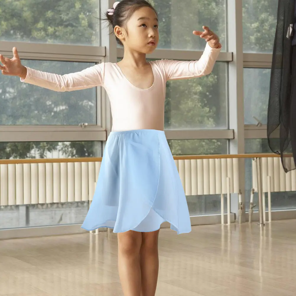 

1 шт. Небесно-голубая юбка для танцев для девочек, балетное платье для тренировок, юбка для выступлений на вечеринках, легко надеваемая, мягкая и удобная юбка для девочек
