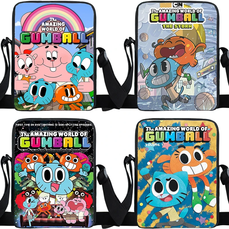 The Amazing World of Gumball Crossbody Bag Kids Boys Waterproof Shoulder Strap Messenger Bag Cartoon Portable Phone Purse Bag