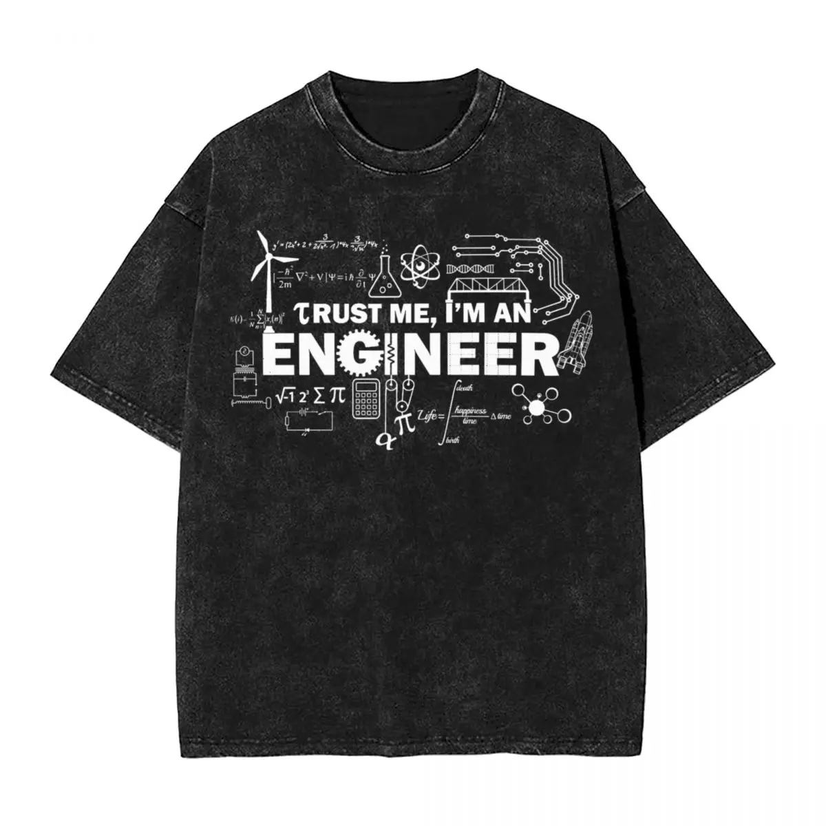 

Men Women's T-Shirt Trust Me I Am An Engineer Washed T-Shirts Popular humor sayings Summer Tees Print Cotton Tops Plus Size