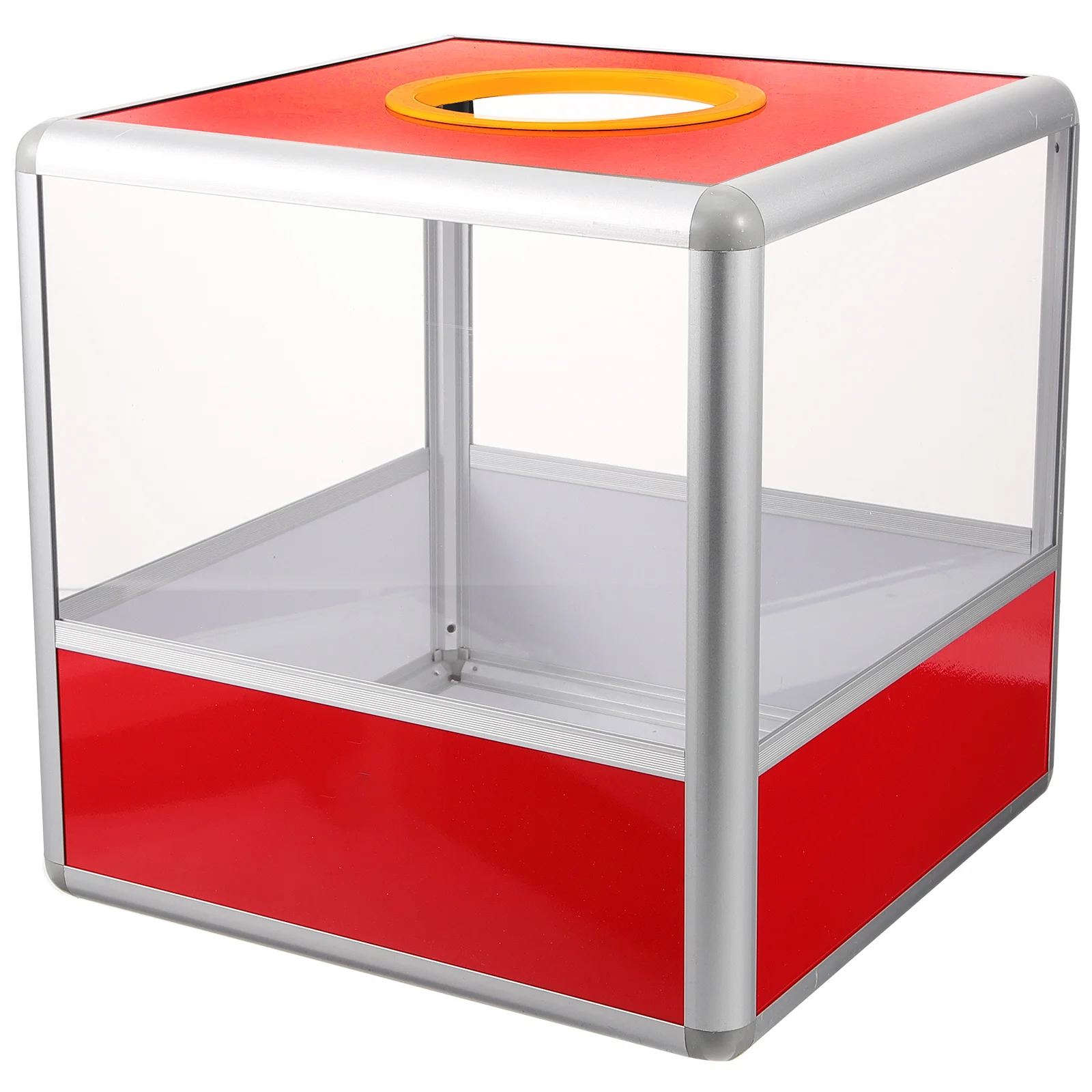 

Lottery Box Red Acrylic Metal Raffle Box for Company Annual Meeting Party Clear Ticket Storage Suggestion Mailbox