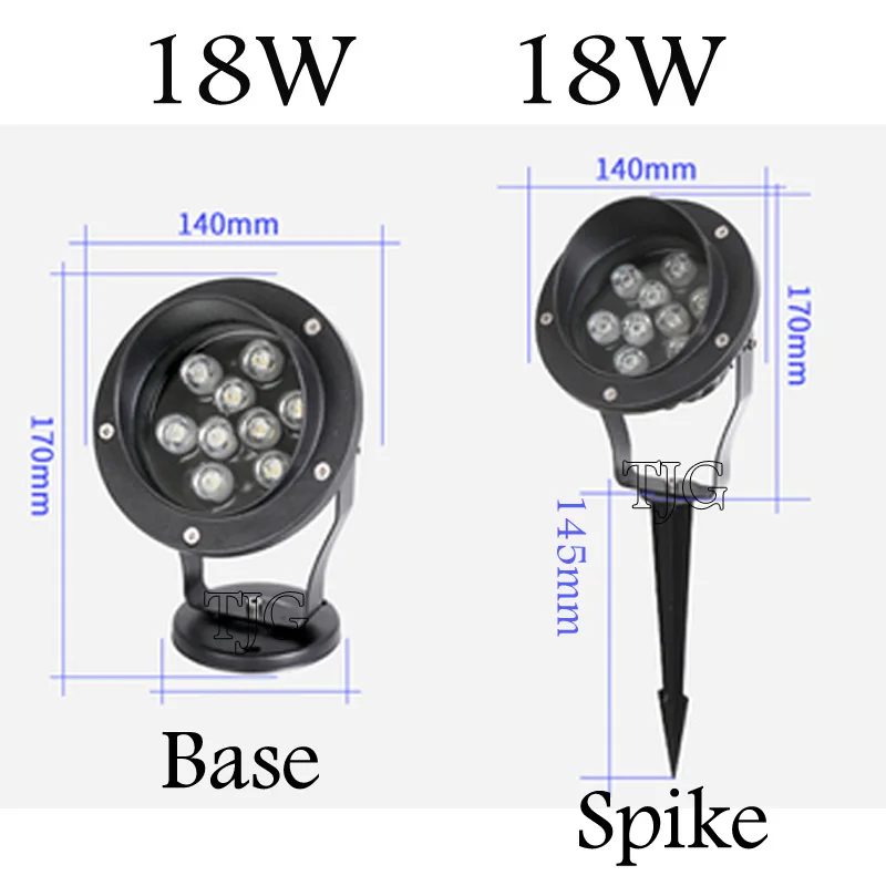 하이트 파워 LED 정원 조명, 야외 잔디 램프, 방수 마당 경로 스포트라이트, AC85-265V DC12V, 3W, 6W, 10W, 12W, 18W