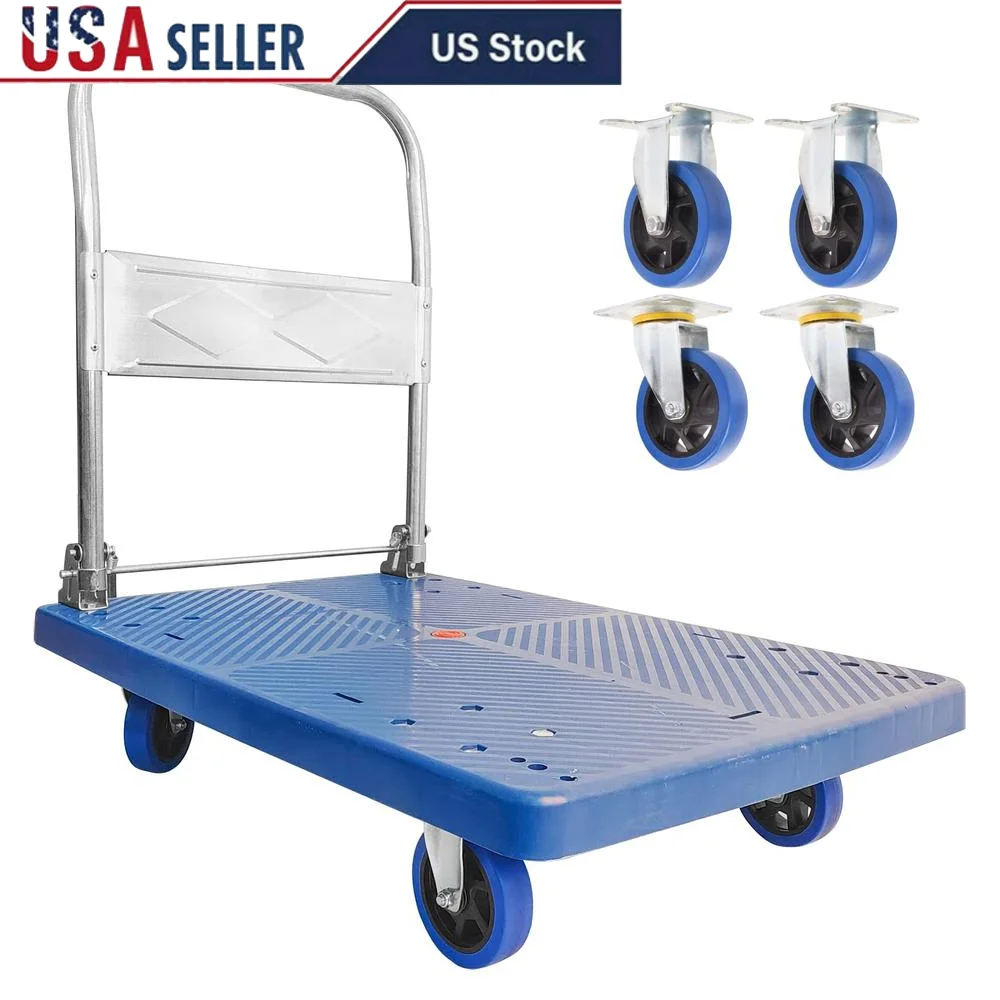 660 lbs. Capacity Foldable Platform Truck Cart PU Wheels Heavy Duty Moving Cart Home Garage Industrial Projects Transport Goods