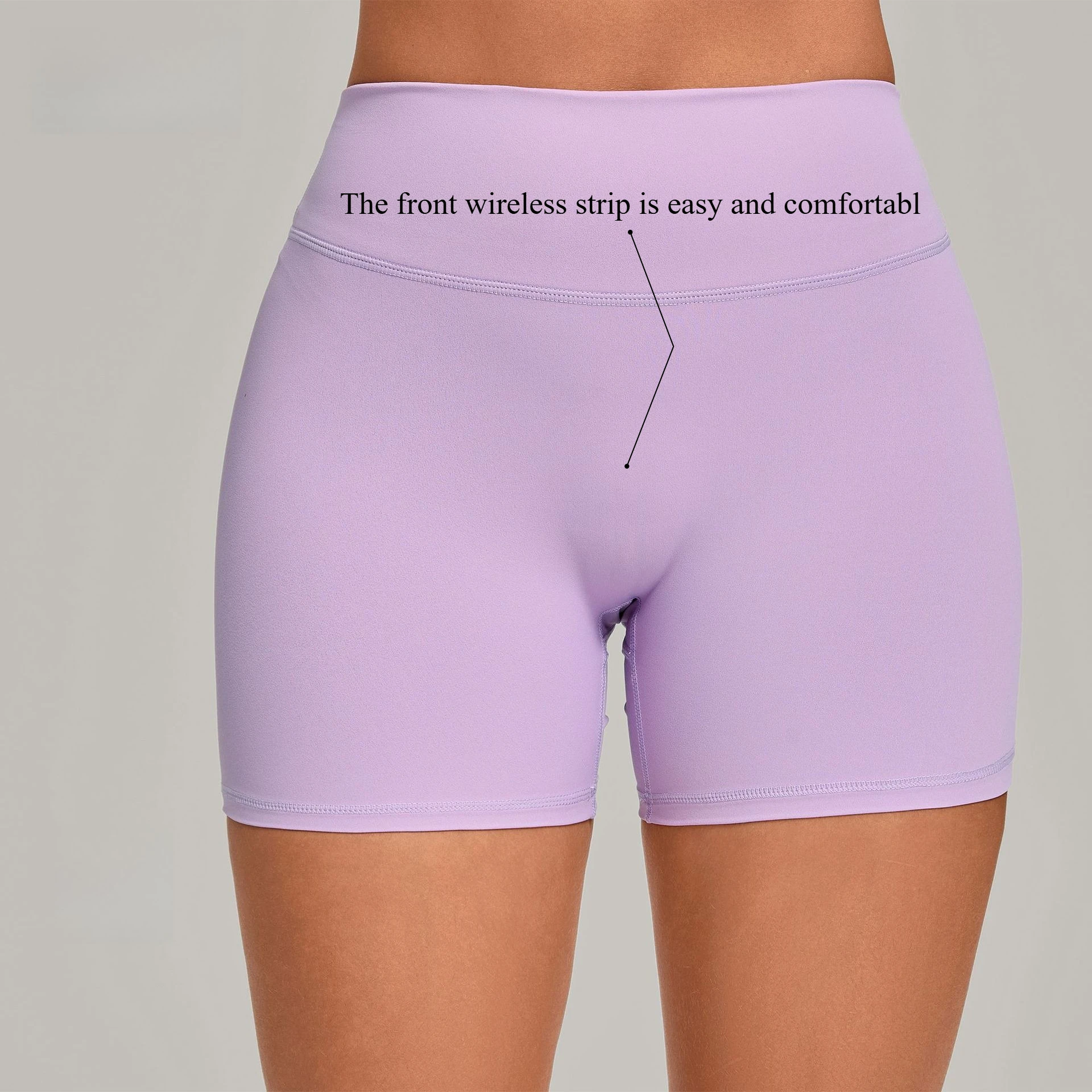 Naked-feel High-waisted Yoga Shorts Seamless Front V-shaped Back Butt Lifting Tight-fitting Leggings Gym Workout Fitness Shorts