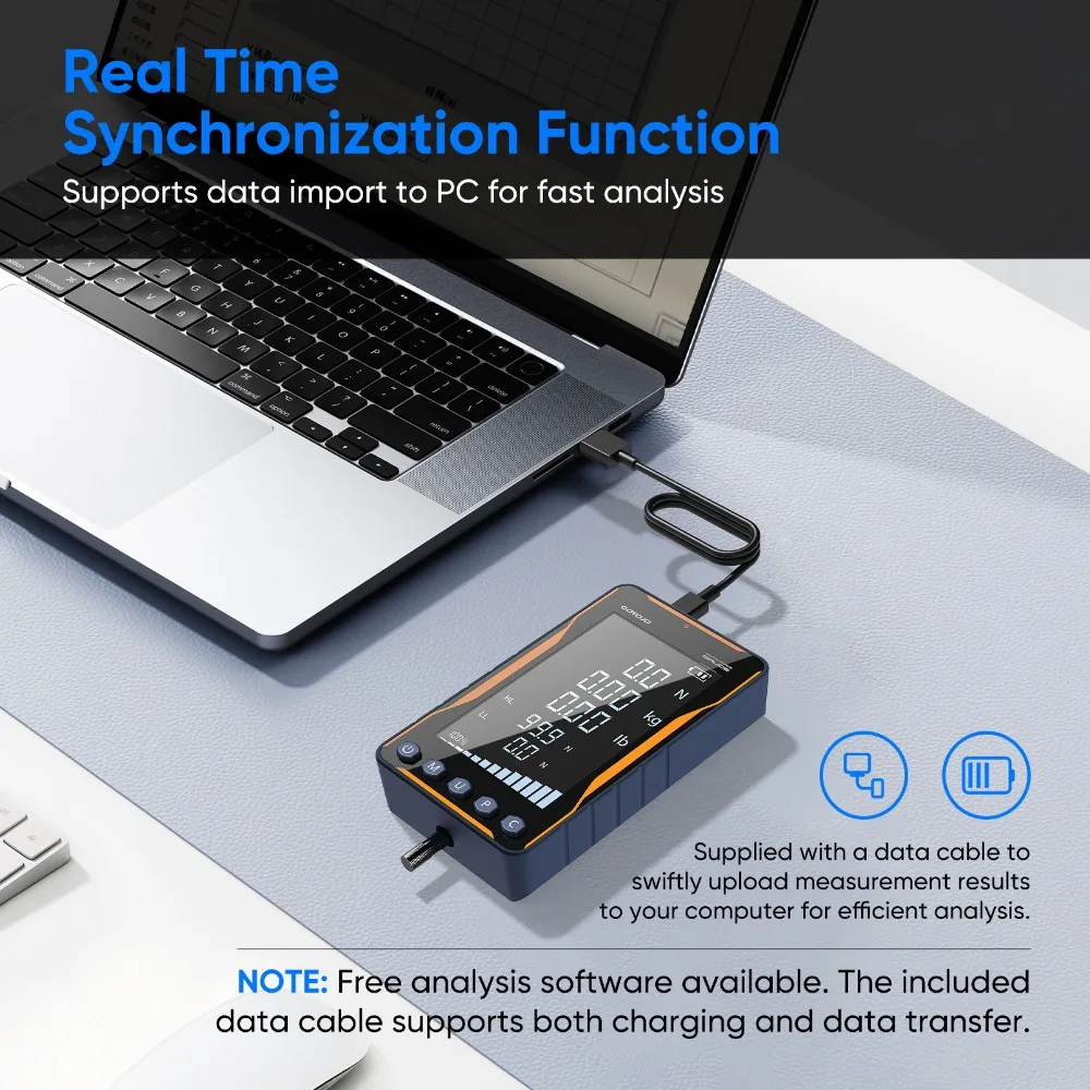 500N مقياس القوة الرقمي HD شاشة كبيرة المحمولة دفع سحب مقياس القوة 500N/50 كجم/110lbf دينامومتر 0.1N/ 0.01 كجم/0.01lb #5