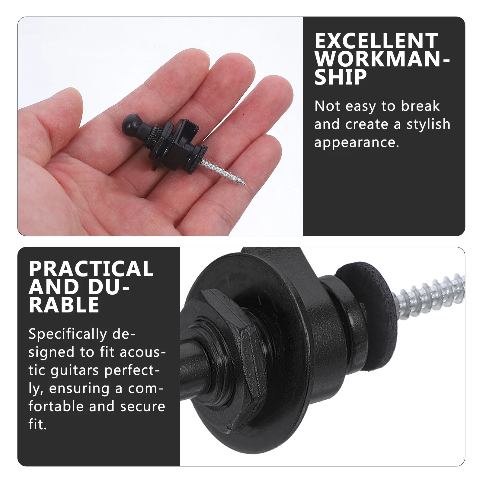 

2 Pcs Guitar Strap Locks Metal End Pins for Acoustic Electric Guitar Ukulele Bass Anti Slip Durable Buttons Black