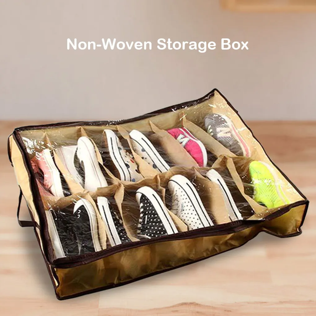 

Nonwoven Transparent Creative Shoe Cabinet Dust-proof 12 Cases Shoes Storage Bag Organizer Holder Box Under Bed Closet