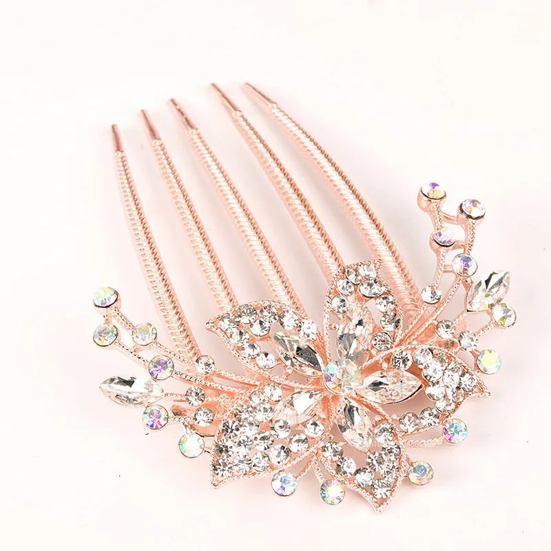 Women Bridal Rhinestone Hair Combs Clips Wedding Accessories Fashion Hair Pin Bride Barrette Hair Tiara Headwear Jewelry Gift