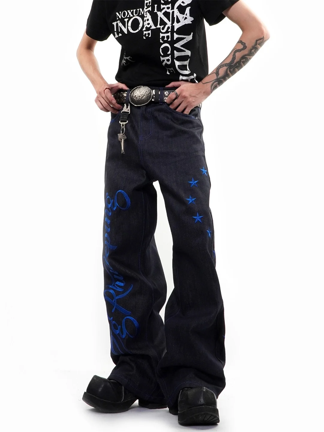Cleanfit American Washed Loose Men's Jeans Embroidered Original Denim Trendy Versatile Straight Leg Long Pants