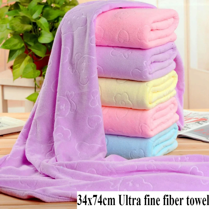 34x74cm Ultra Fine Fiber Embossed Teddy Bear Towel, Beach Towel, Absorbent and Soft Gift Towel Hand Towel  Face Towel