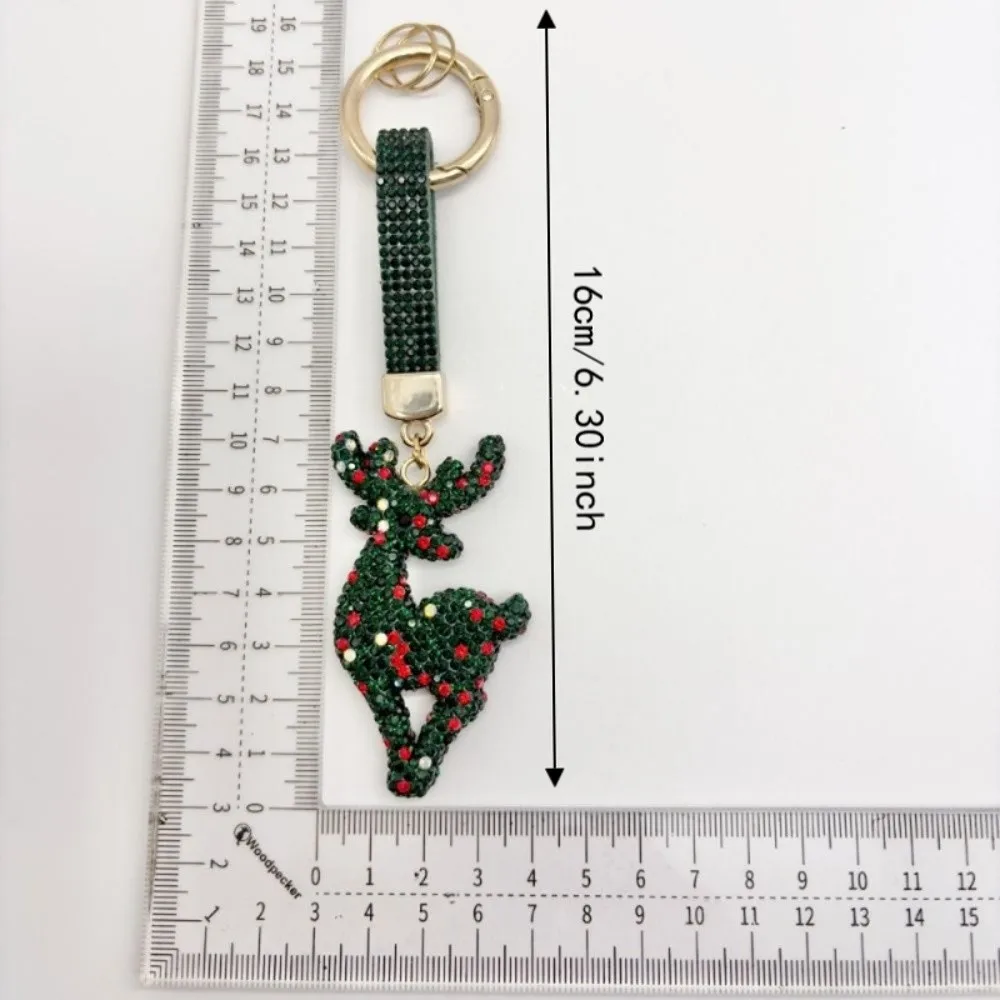 Niedlicher Elch-Strass-Weihnachts-Schlüsselanhänger, Weihnachtsbaum-Gehstock, Metall-Weihnachtsanhänger, Dekoration, Gehstock, Weihnachtstaschenanhänger, Weihnachtsgeschenke – Detail 1