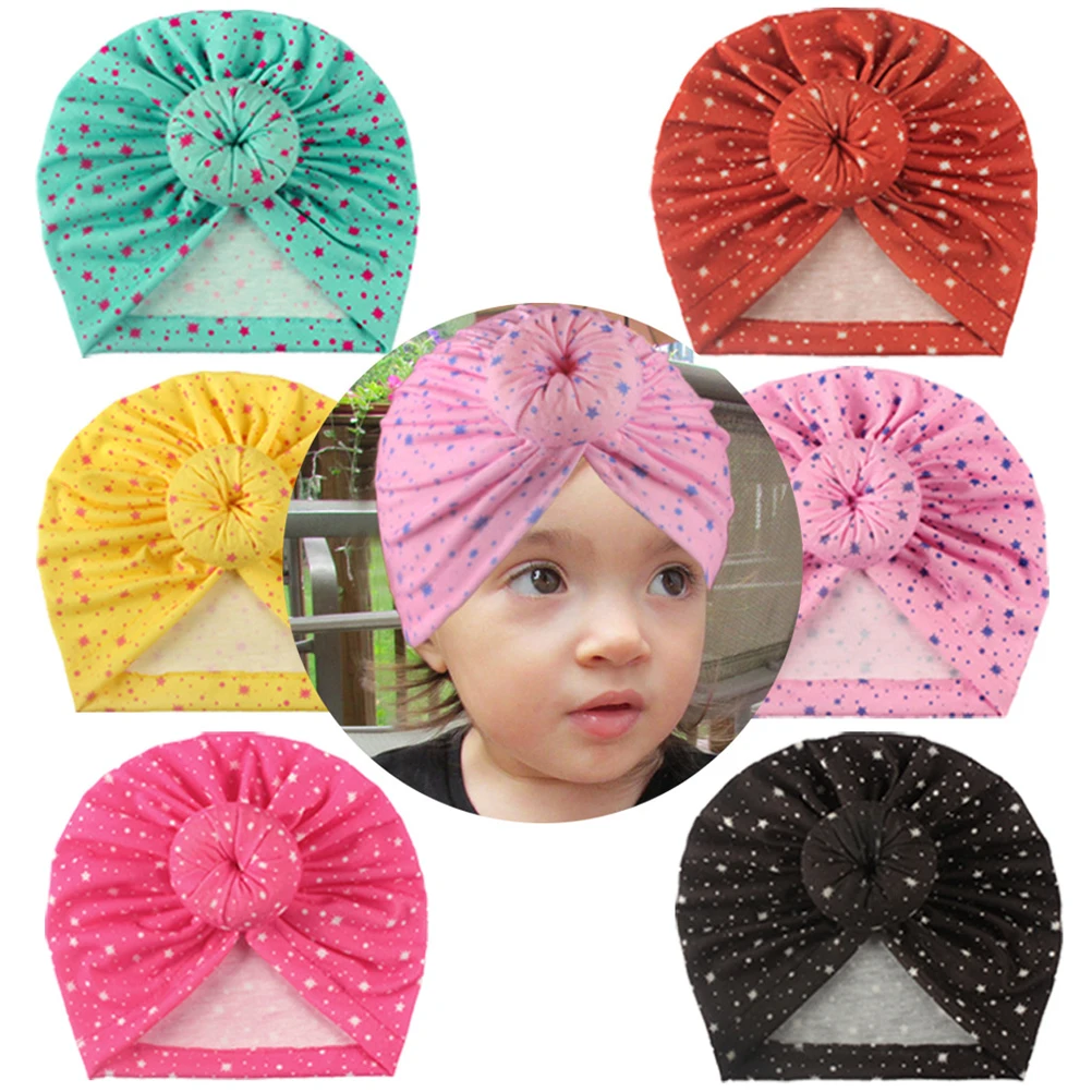 

6Pcs Children Donut Hat Kids Doughnut Beanie Newborn Knotted Turban Baby Knitting Soft Comfort Breathable Polyester Cotton Ideal