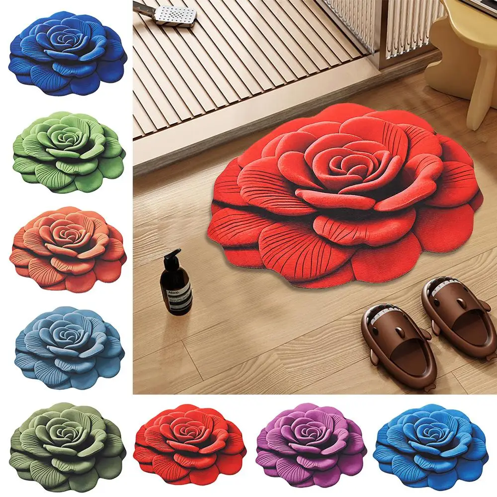 Special-shaped Flower Carpet Soft Non-slip Bathroom Floor Mat Absorbent 60x60cm/100x100cm Door Gasket