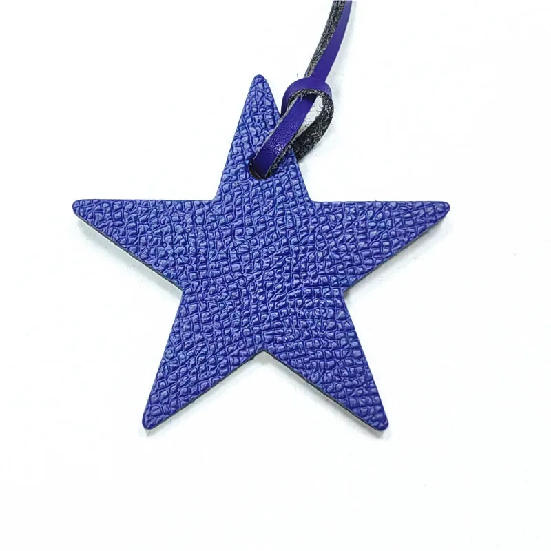 Charm Star Shaped Cowhide Leather Keyring Keychain Pendant Ladies Women Bag Accessories Charm