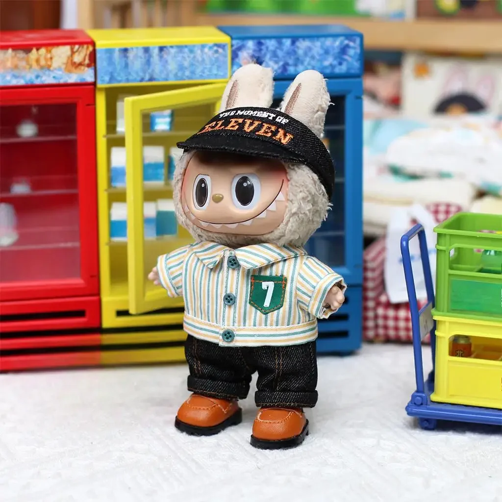 Voor Labubu babykleding vinyl pop hanger kleding salesperson aankleden supermarkt kleding Voor Labubu Ropa