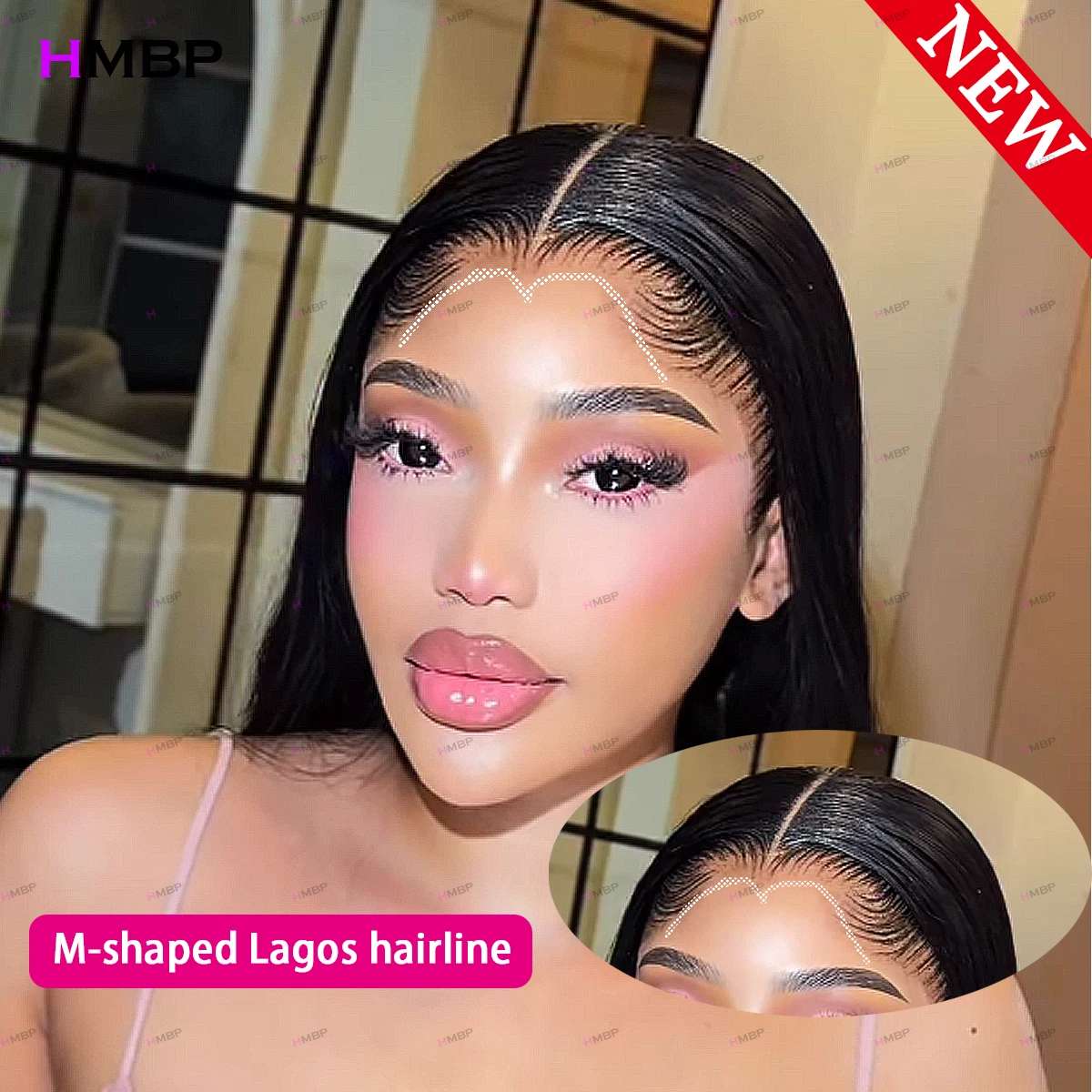 

360 HD Glueless Lace Front Wigs Human Hair Ready To Wear M Shaped Lagos Hairline 13x4 Lace Pre Plucked M Hairline Wig For Women