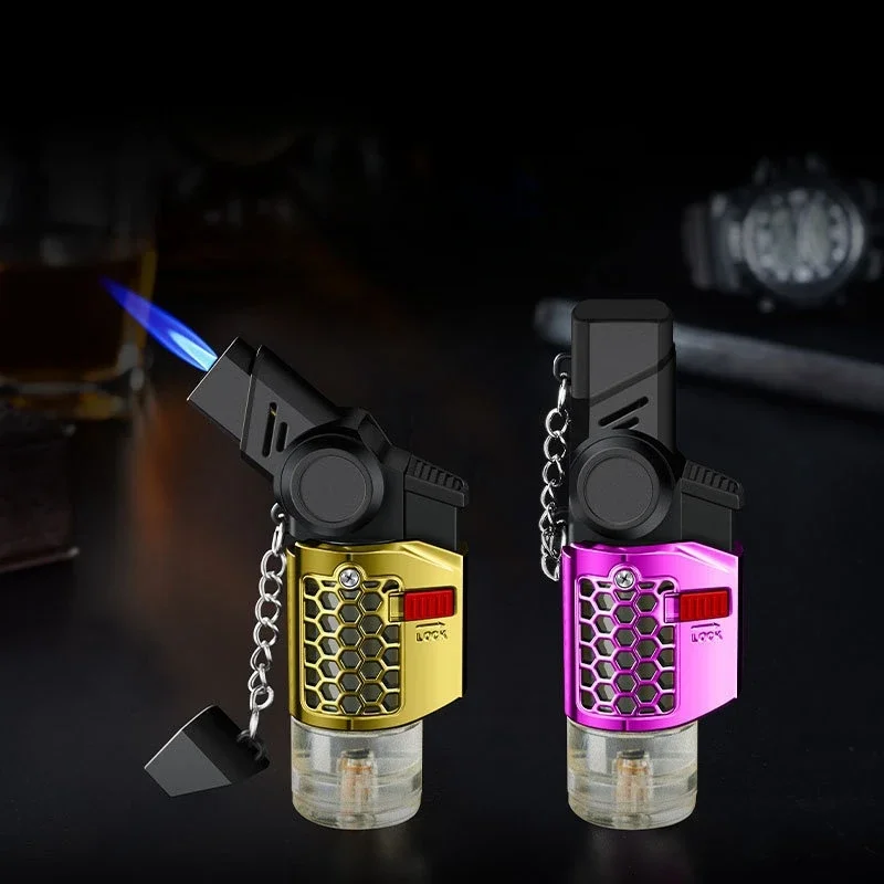 FOCUS Creative Mini Folding Windprood Jet Flame Spray Gun Torch Gas Lighter Visual Gas Window Lock Switch Portable Cigar Li