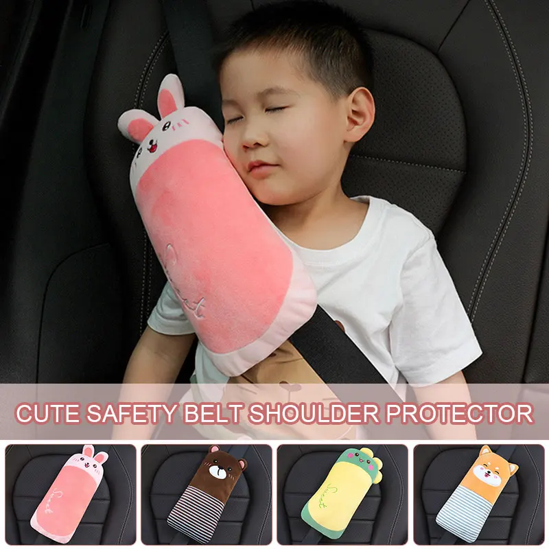 1pc Cute Cartoon Car Seatbelt Cover Harness Cushion Shoulder Padding Protector Pad Plush Toy Kids Baby Seat Safety Belt Pillow