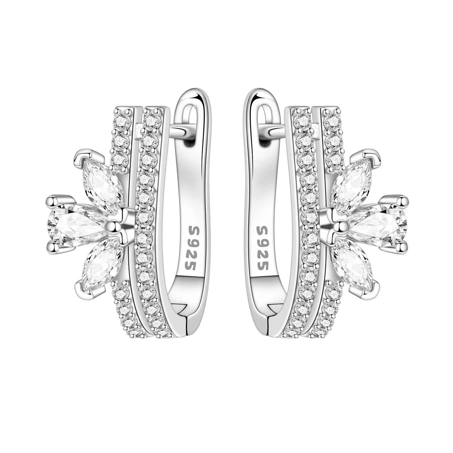 CYCUFF S925 Sterling Silber Exquisite Blumen-Ohrringe Creolen Damenschmuck Original Trendige Jubiläumsgeschenke