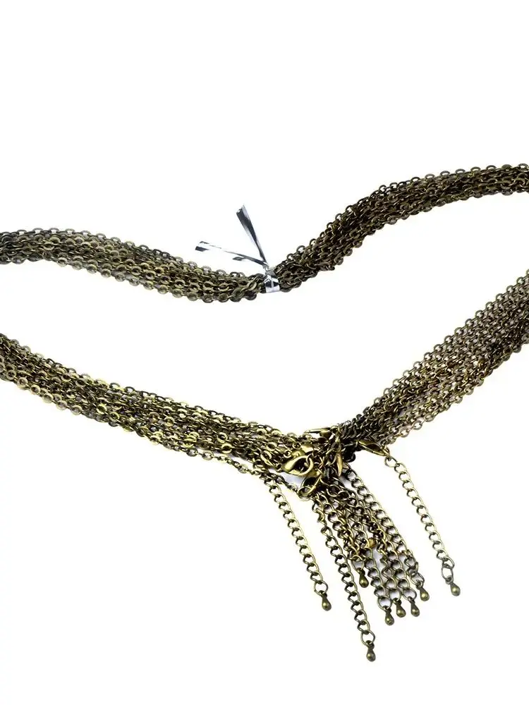 Chanfar-O-Shape Bronze Colar com Fecho Lagosta, Descobertas Cadeia, DIY Jóias Fazendo Acessórios, Atacado, 50cm, 10Pcs
