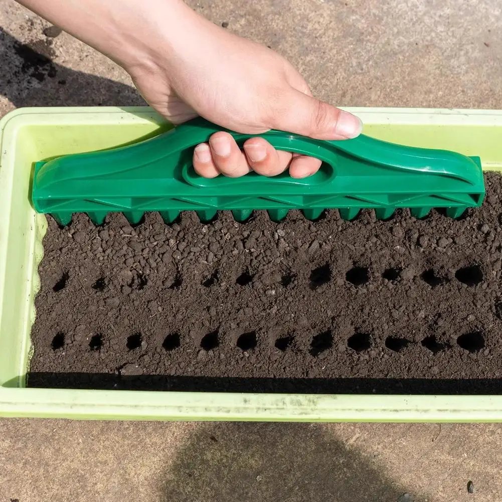 Herramienta sembradora manual de 12 orificios, plantadora de jardín con punzón, excavadora de suelo eficiente para siembra de vegetales y flores