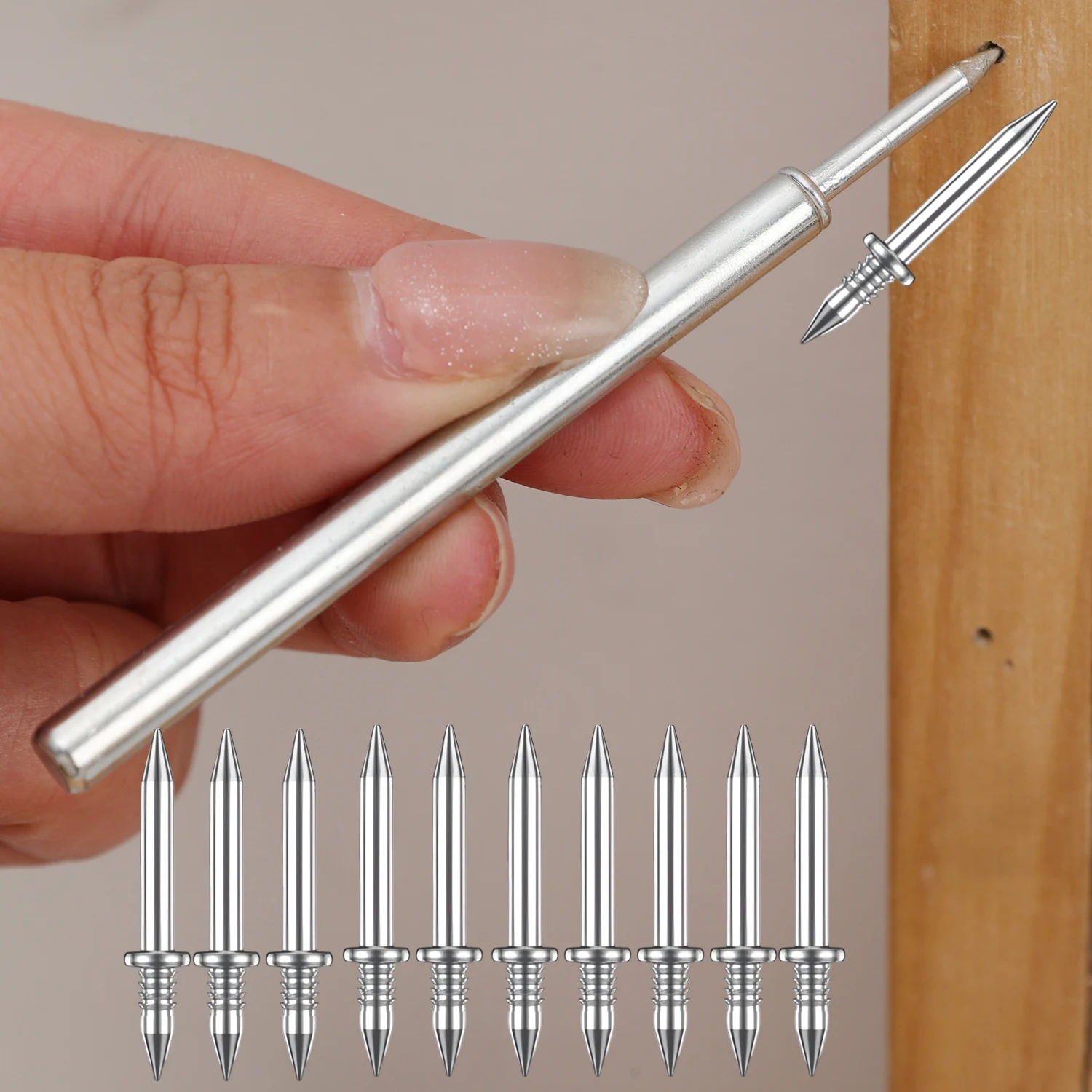 200/50pcs Double Head Nails Rust-Proof Traceless Expansion Screw Skirting Thread Seamless Nails Wood No Trace Fixator Hardware
