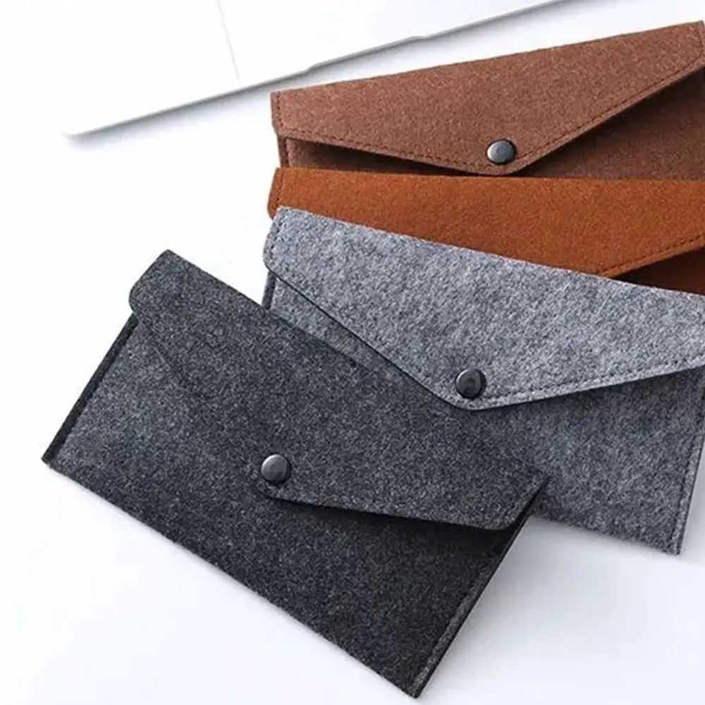 New PVC Lining Felt Phone Pocket Bill Compartment Lightweight Credit Card Holder Buckle Closure Coin Purse Travel