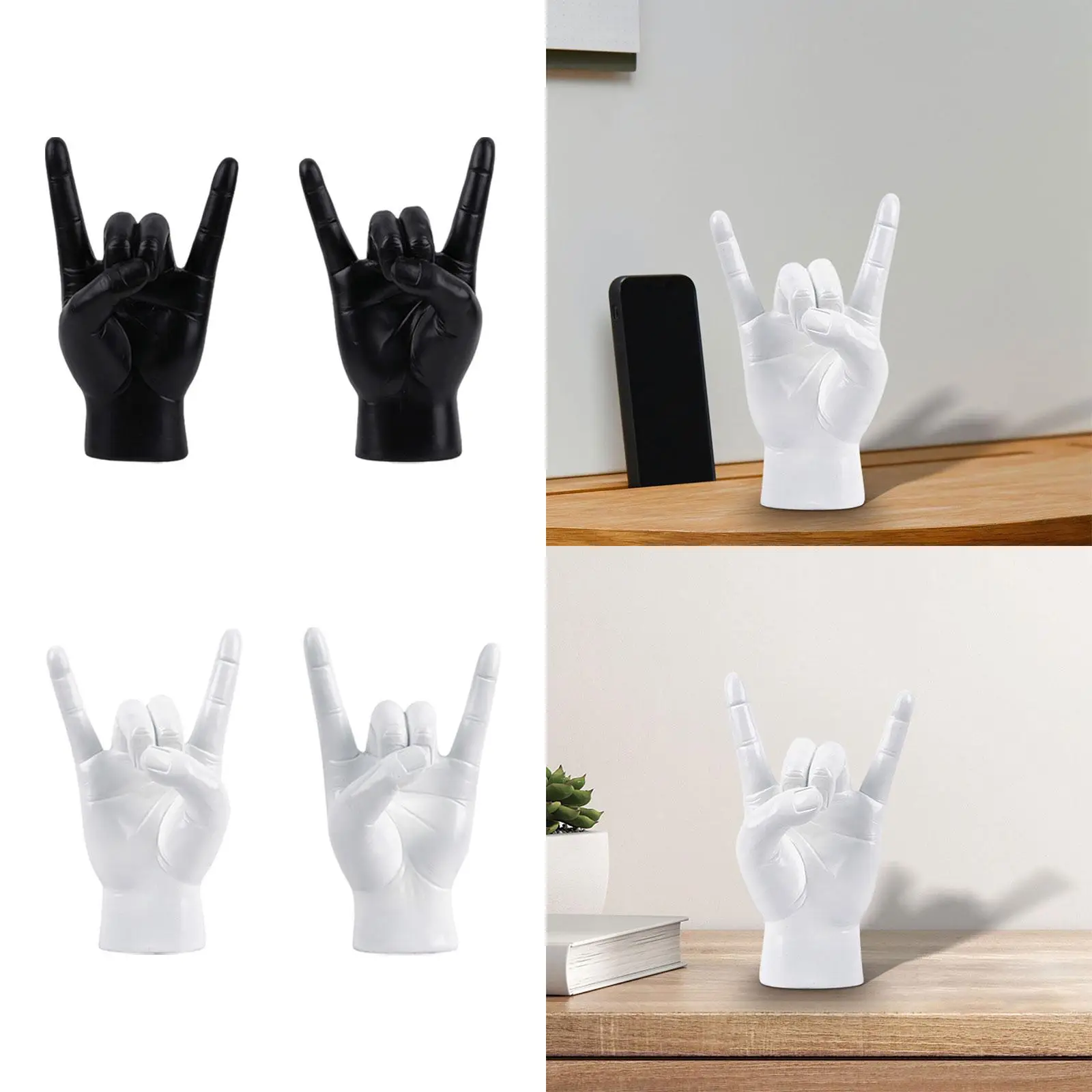 Rock Hand Gesture Statue Decorative Resin Collectible Finger Sculpture Hand Sign for Hotel Farmhouse Restaurant Bedroom Study