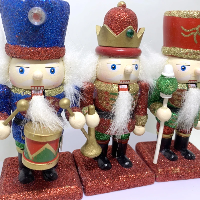 12cm Nutcracker Christmas Decor Wooden Christmas Decorations Nutcracker Figures  Christmas Festive Collectible For Home Ht245