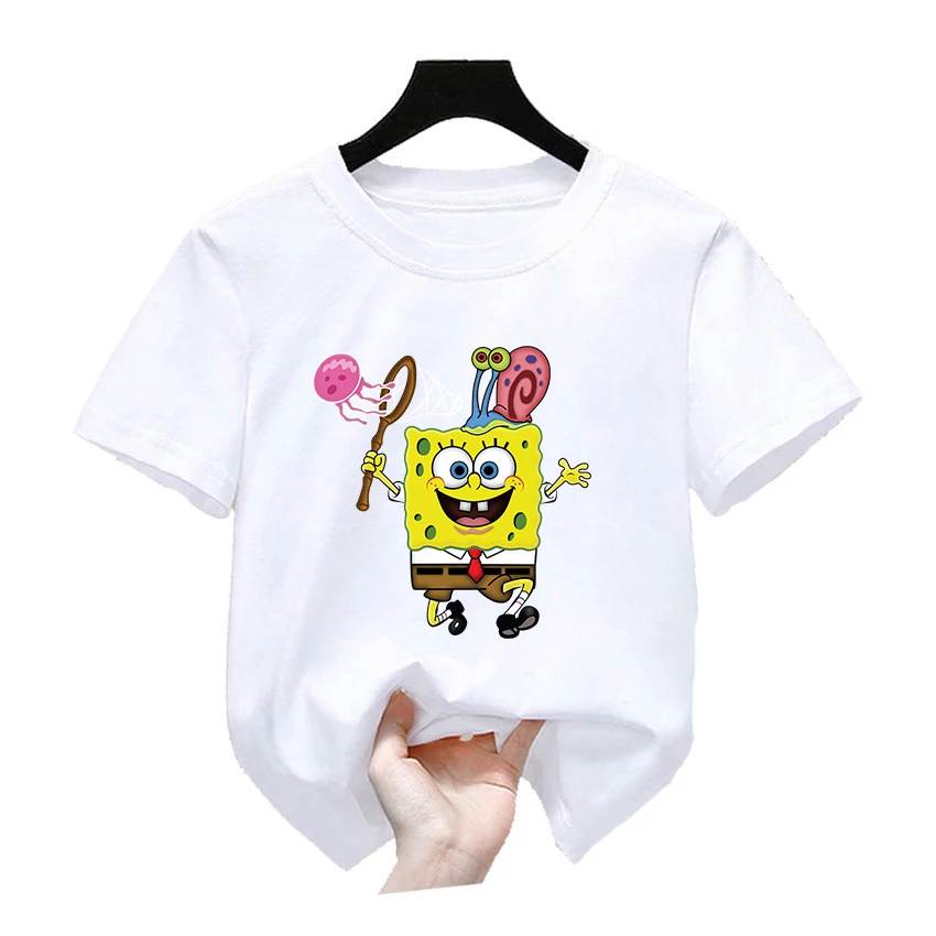 Cartoon Potdemiel SpongeBob T-Shirt Boys Girls Teenager Summer Short Sleeve Tops Fashion Children Casual Tops Tee Shirt