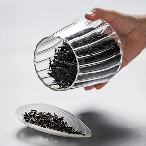 Gestreifte Glasfläschchen mit Deckel, Gewürzbehälter, transparent versiegelte Teedosen, Spender, Keks, Küchenzubehör 8 Hauptverkäufe können Keksglas - №8