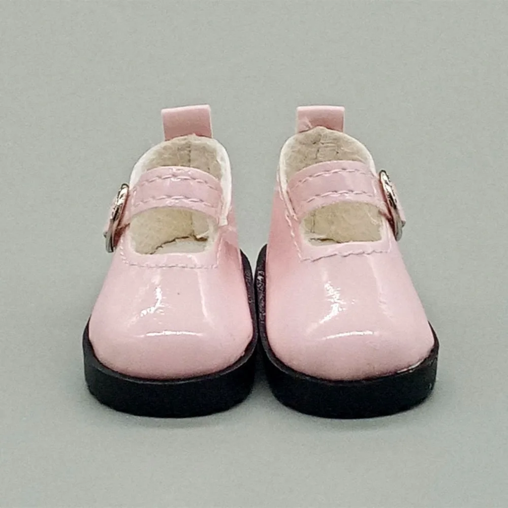 Fashion Flat Bottomed Toy Shoes Leather 4.7cm X 2.5cm Doll Shoes Bottomed Glossy DIY Leather Shoes 1/6 Point Doll Mini Shoes